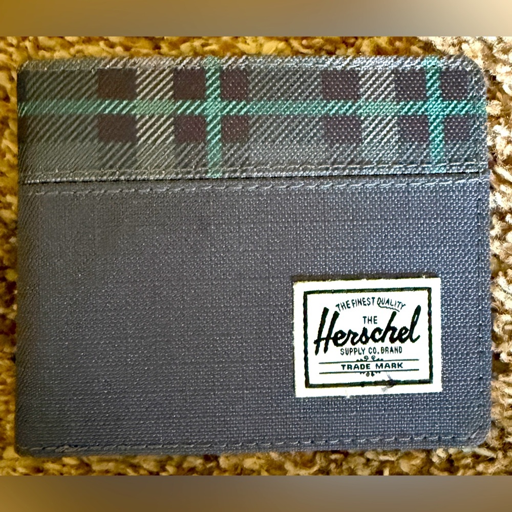 NWT Green & blue plaid Herschel Hank Wallet